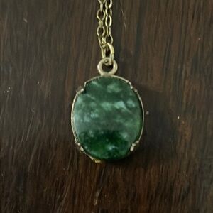 Vintage Green Marble 1/20 12k Gold-filled Pendant with 15" GF Necklace
